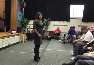 Kimberly Smith, Director of Mathnasium addresses the students at Westside Christian Academy