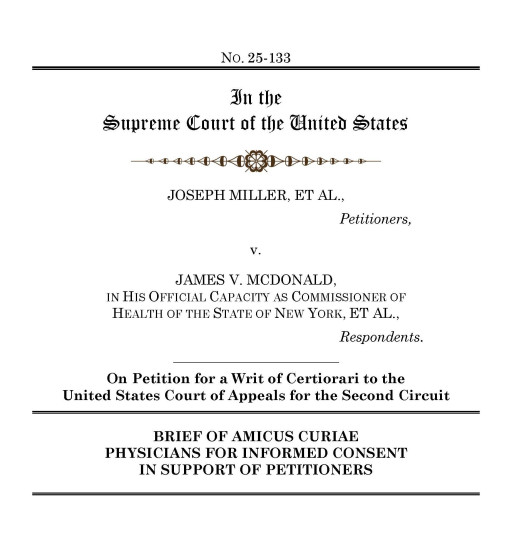 Physicians for Informed Consent Files Amicus Curiae Brief With Supreme Court of the United States to Restore Religious Exemption for Schoolchildren