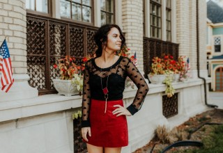 Long sleeve t with panel skirt