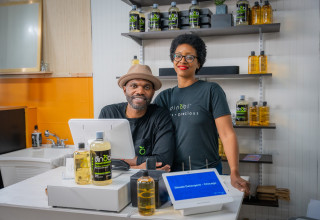 Sylvia and Augie Emuwa from Dirty Laundry x Dinobi were highlighted by SumUp in the campaign
