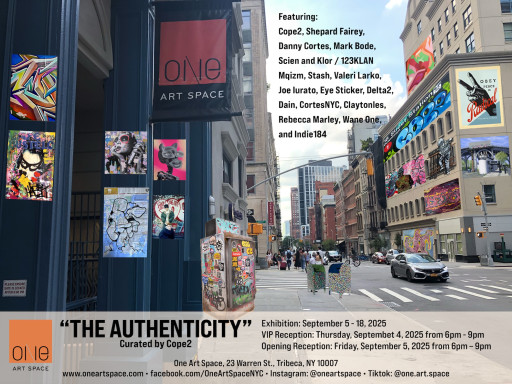 "The Authenticity," Curated by Cope2 Featuring Shepard Fairey, Danny Cortes and Many more... at One Art Space, Tribeca, NY