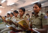 Trainees at a The Way to Happiness workshop at the police training school in Dwarka, India
