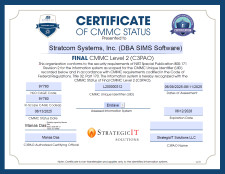 SIMS Software's Certificate of CMMC Status