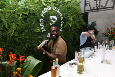 Bartender Björn Taylor Creating a Non-Alcoholic Cocktail at Shopify's Zero Proof Lounge Pop-Up
